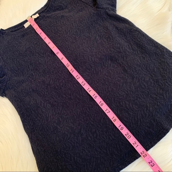 LOFT Lace Puff Sleeve Top Navy Blue - Picture 4 of 7